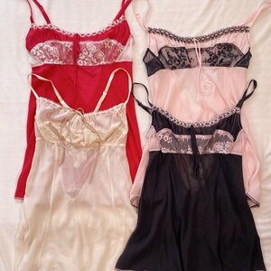 2000s Victoria’s Secret Lace Milkmaid Slip Dress bundle - RED & CREAM ONLY